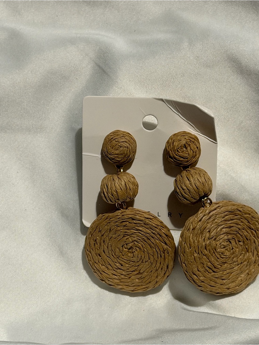Braided Disc Drop Earrings - Brown